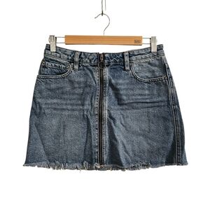 FREE PEOPLE WE THE FREE Blue Zipper Denim Skirt Size 27